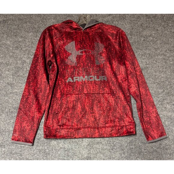 Under Armour boys large Hooded Red & Gray ColdGear Sweatshirt - Picture 1 of 15